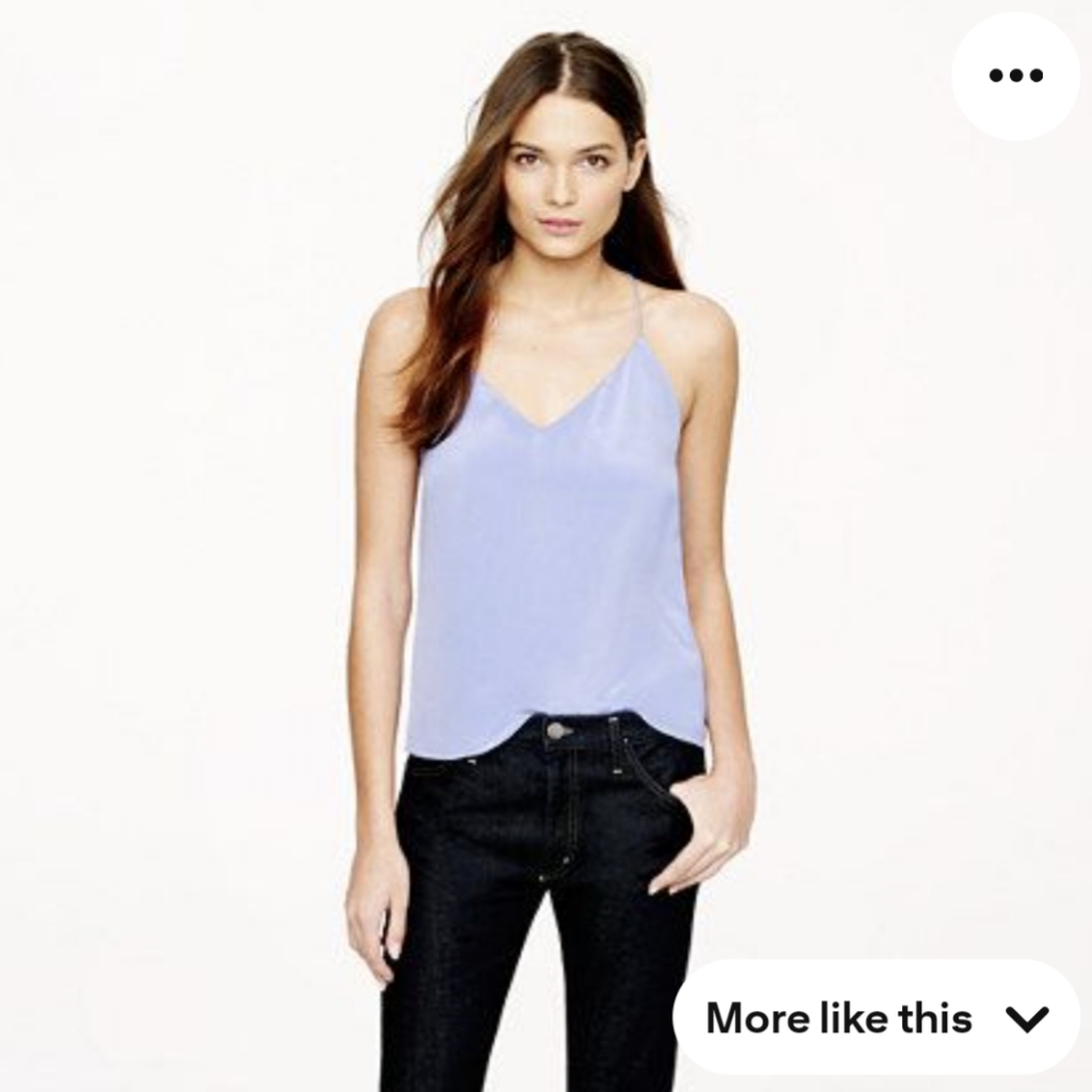 J Crew Silk Carrie Cami 4 Blue Top Blouse spaghetti straps